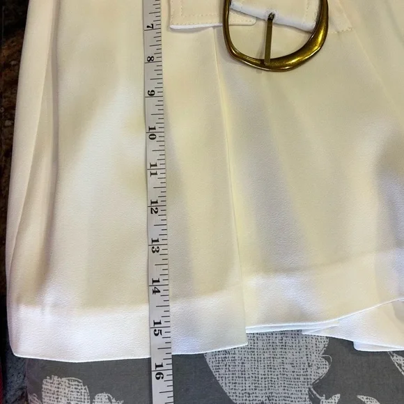 “Derek Lam 10 Crosby” Women's Ivory Pleated Flare Leg Belted Shorts Size 0 - Picture 13 of 13